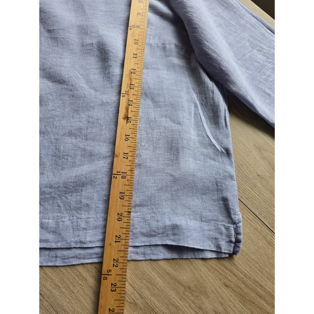 Martha Stewart 100% Linen Light Blue Top Size Medium coastal fisherman beach - Picture 9 of 9
